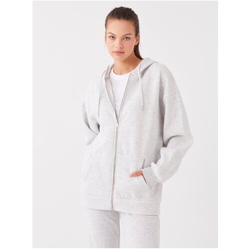LC Waikiki Women&amp;#039;s Oversized Plain Long Sleeve Hooded Zipper Sweatshirt. Slike