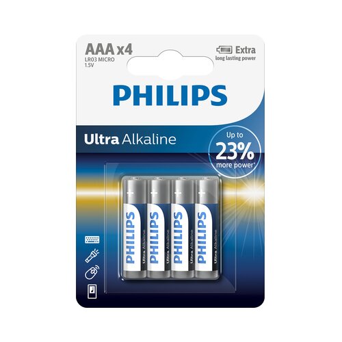 Philips LR03E4B/10 - Alkalna AAA baterija ULTRA ALKALINE 1,5V 1250mAh, 4 kom Slike