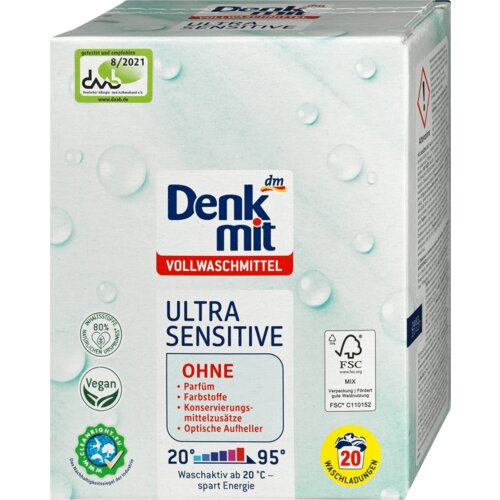 Denkmit ultra sensitive, detergent za pranje belog veša, 20 pranja 1.35 kg Cene