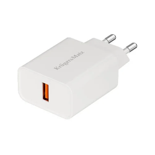 KRÜGER&MATZ Polnilec USB Quick charger KRUGER-MATZ QC3.0, maks:18W, bele barve, (20823088)