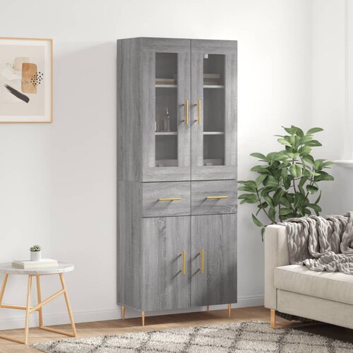 VidaXL Visoka komoda siva sonome 69 5x34x180 cm od konstruiranog drva Slike