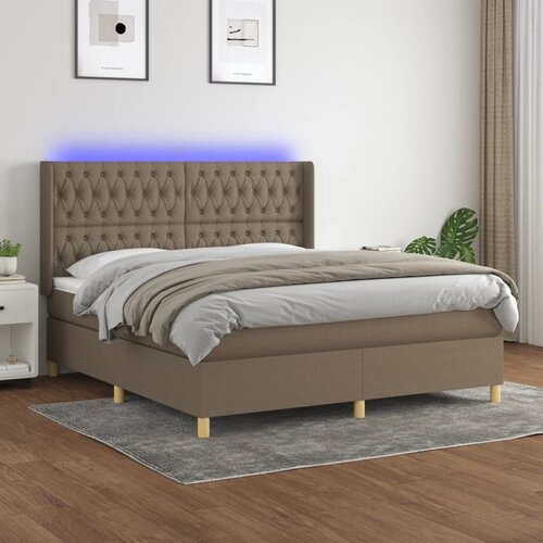  box spring s madracem LED smeđesivi 180x200 cm tkanina Cijene
