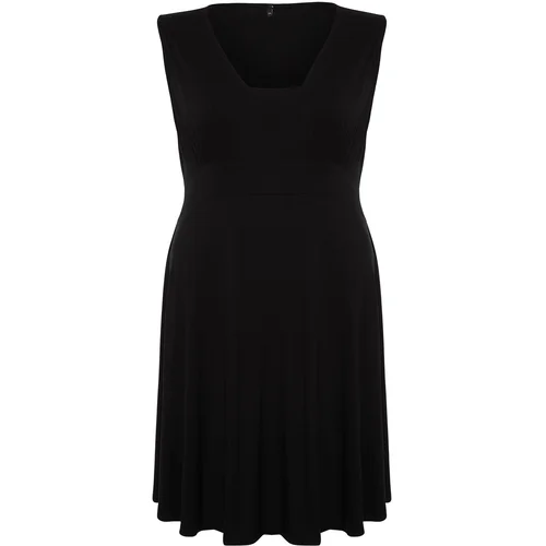 Trendyol Curve Black Single Jersey Knitted Plus Size Dress