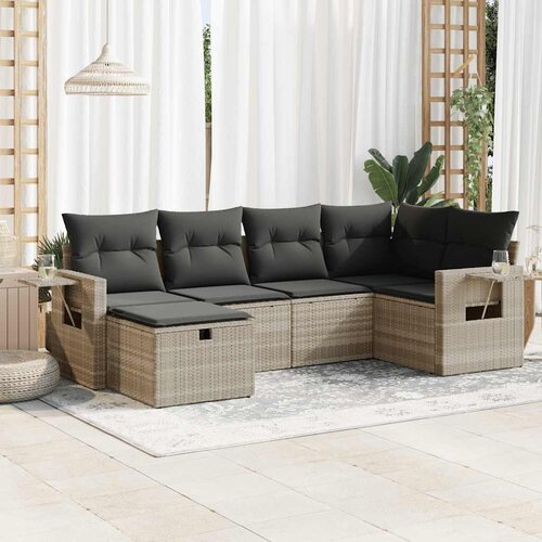 vidaXL 6-dijelni set vrtnih sofa od poliratana s jastucima svjetlosivi Cijene