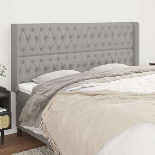  Uzglavlje s u&amp;scaron;ima svjetlosivo 203x16x118/128 cm od tkanine Slike