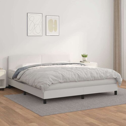  Box spring postelja z vzmetnico bel 160x200 cm umetno usnje, (20898530) Slike