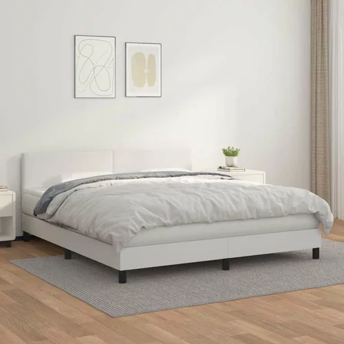  Box spring postelja z vzmetnico bel 160x200 cm umetno usnje, (20898530)