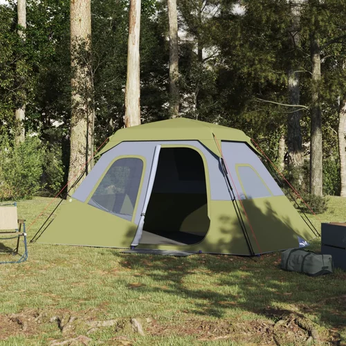 Šator za kampiranje za 6 osoba zeleni od tkanine vodootporan