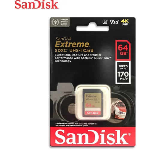San Disk spominska kartica Extreme 64GB SDXC