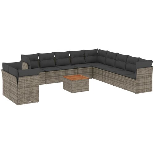  12-dijelni set vrtnih sofa od poliratana s jastucima sivi Slike