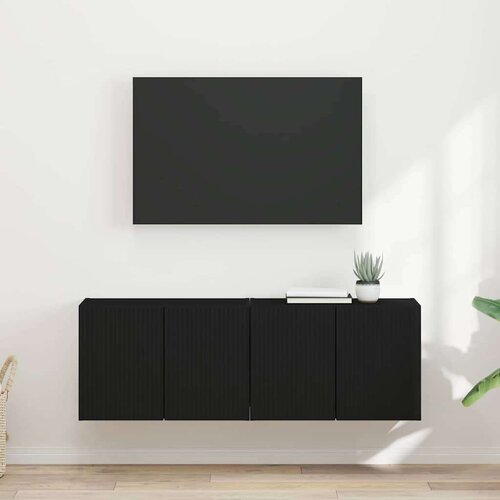 TV stenska omara 2 pcs Črna 59,5 x 31 x 40 cm Konstruiran les, (5000112896) Cene