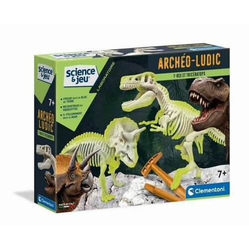 Clementoni Izobraževalni komplet Arch&amp;eacute;o Ludic - T-Rex in Triceratops s fosforescentnimi okostji, (5000549192) Slike