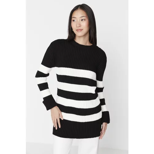 Trendyol Black Thick Striped Knitwear Sweater