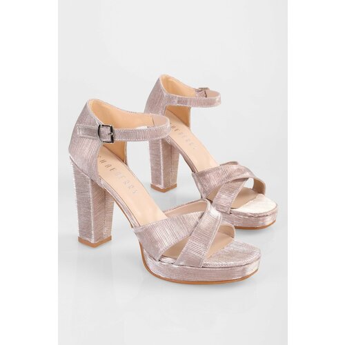 Shoeberry Women's Giselle Rose Glitter Platform Heeled Shoes Slike