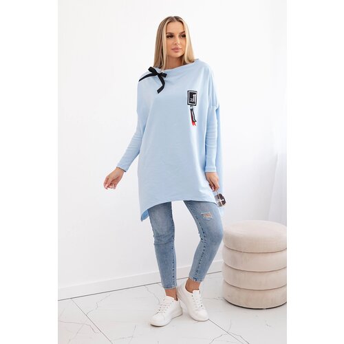 Kesi Oversized sweatshirt with asymmetrical sides in cyan color Cene