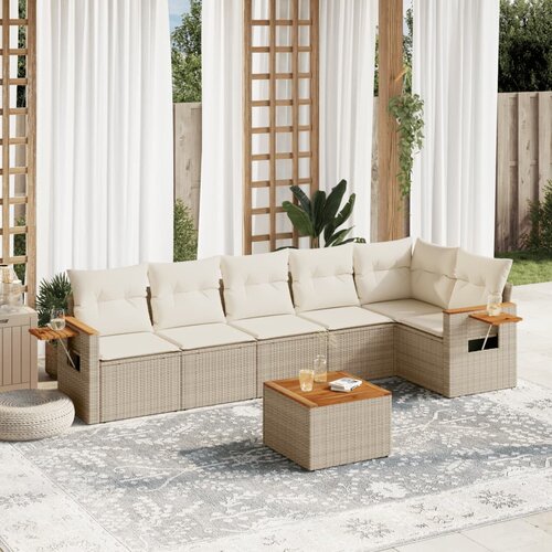vidaXL 7-dijelni set vrtnih sofa od poliratana s jastucima bež Cijene