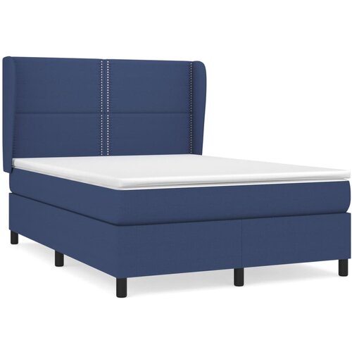 VidaXL Box spring postelja z vzmetnico modra 140x190 cm blago, (20896862) Slike