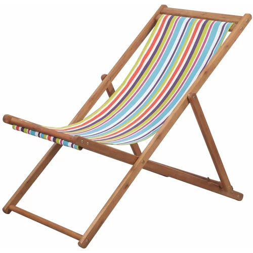 vidaXL zložljiv stol za na plažo blago in lesen okvir večbarven