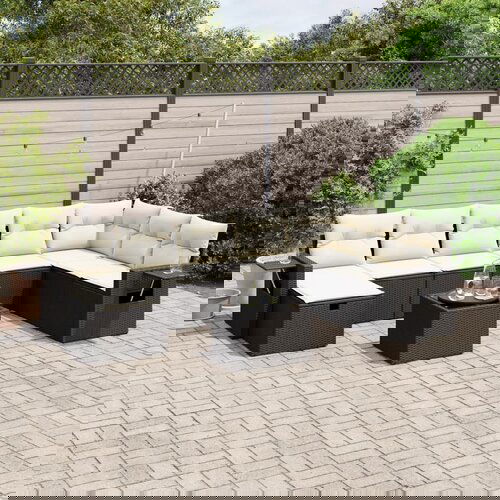 vidaXL 9-dijelni set vrtnih sofa s jastucima crni od poliratana Cijene