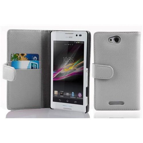 Cadorabo Ohi&scaron;je, združljivo z Sony Xperia C v snežno bela - Za&scaron;čitni ovitek iz teksturiranega umetnega usnja in žep za kartice, (20562435) Cene