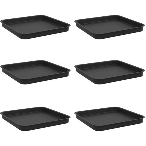 vidaXL Kvadratna posuda za cvijeće 6 pcs Crna 21 x 21 x 2 cm Plastika - Crna 25.5 x 25.5 x 2.5 cm 6 Cene