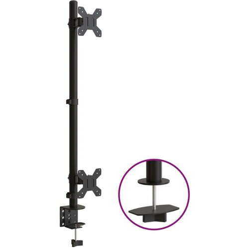  Dvostruki nosač za monitor crni čelični VESA 75/100 mm Slike