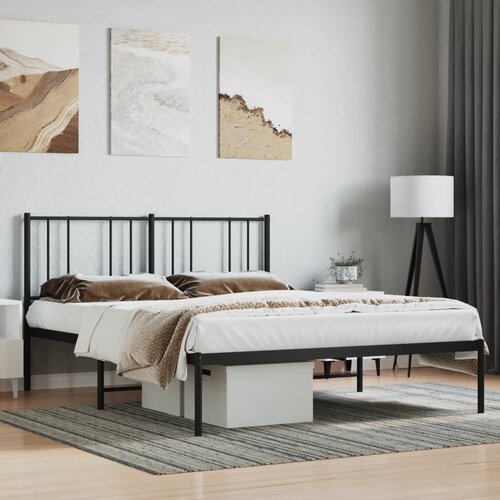 VidaXL Metalni okvir za krevet s uzglavljem crni 120x190 cm Slike