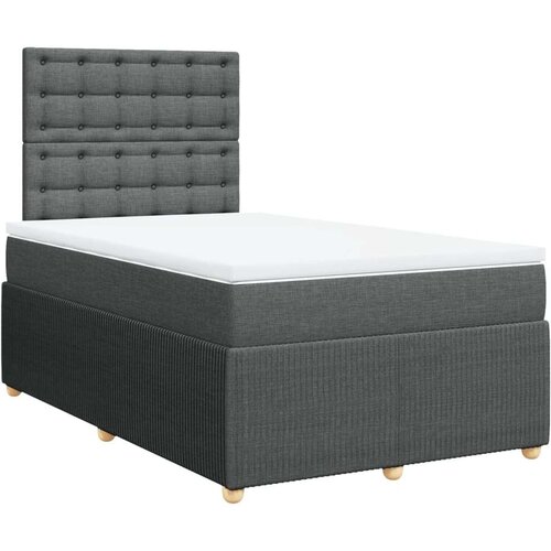 VidaXL Krevet s oprugama i madracem tamnosivi 120 x 200 cm od tkanine Slike