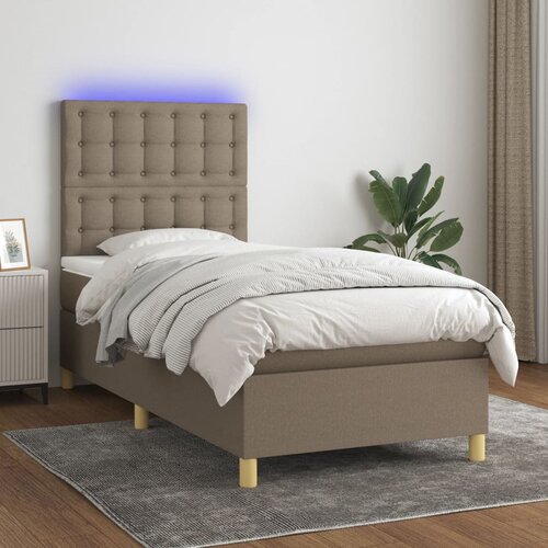  box spring s madracem LED smeđesivi 90x200 cm tkanina Cene