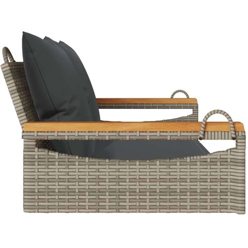 VidaXL Klupa za ljuljanje s jastucima siva 109x62x40 cm od poliratana Slike