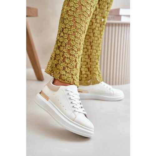 Boto Low Women's Platform Sneakers Made Of Eco Leather White-Beige Nevelena Cijene