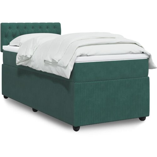 vidaXL Box spring postelja z vzmetnico temno zelen 90x190 cm žamet Cene