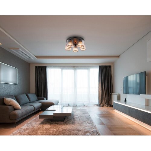 Globo 15742-5D - Plafonski luster JORDANA 5xE27/60W/230V prečnik 46,5 cm crna Slike