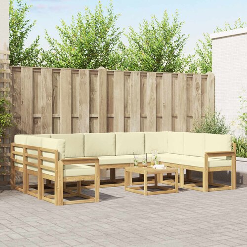  Set vanjskih sofa 10 pcs Bijela i krem 59 x 59 x 37 cm Slike
