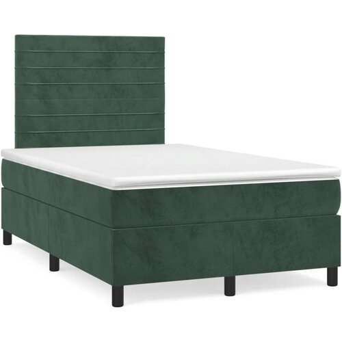 VidaXL Box spring krevet s madracem tamnozeleni 120x200 cm bar&amp;scaron;unasti Slike