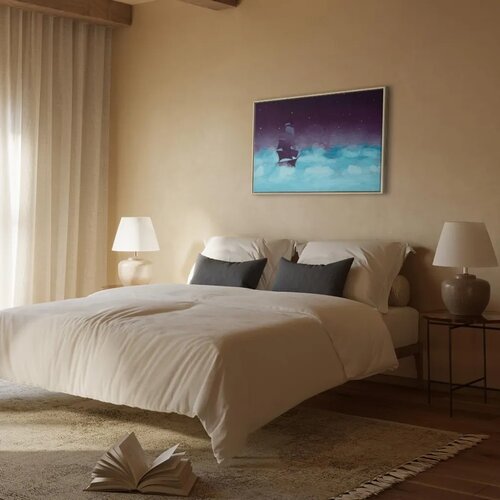  Slika - Night Waves (1 Part) Wide - Third Variant 60x40 U prirodnom drvenom okviru Slike