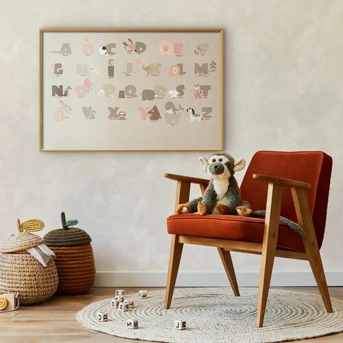  Plakat - Beige Alphabet 90x60 Zlatni okvir Slike