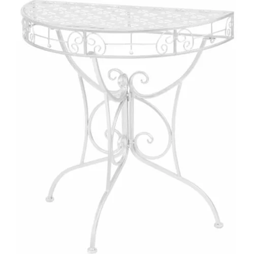  Odstavna mizica starinska polkrožna kovina 72x36x74 cm srebrna