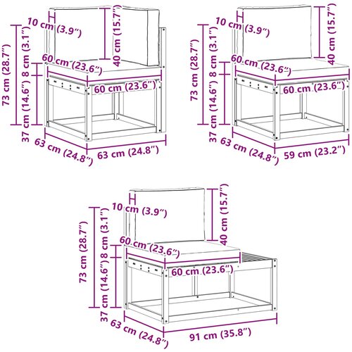  Set vanjskih sofa 3 Komad Bijela i svjetlosiva Poliester Slike