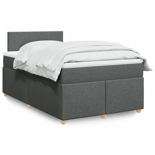 vidaXL Box spring postelja z vzmetnico temno siva 120x200 cm blago Cene
