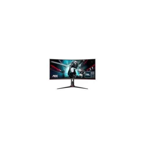 AOC CU34G2X 34” Curved Frameless Immersive Gaming Monitor, UltraWide QHD 3440×1440, VA Panel, 1ms 144Hz Freesync, Height Adjustable, 3-Yr Zero Dead PixelsColorBlack/Red DisplayPort, HDMI, USB 3.0