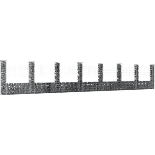 vidaXL gabion košara u-oblike z 8 stebri železo 860x20x150 cm Cene