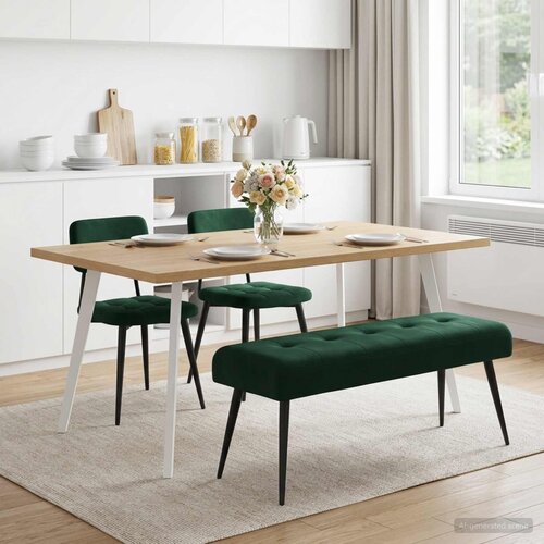  Klupa s gumbastim tkanjem Tamnozelena 110 x 40 x 46 cm Bar&amp;scaron;un Slike
