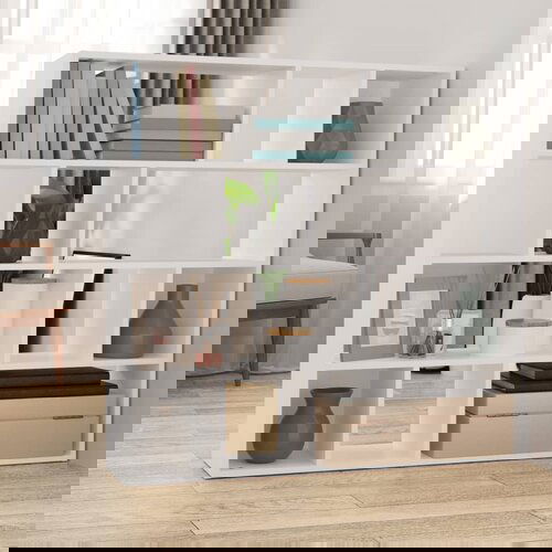 VidaXL Ormarić za knjige / sobna pregrada bijeli 105 x 24 x 102 cm Slike
