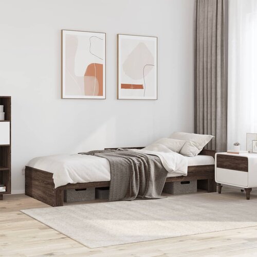  The Living Store Posteljni okvir rjav hrast 90x200 cm inženirski les - Posteljni Okvir, (21497071) Slike
