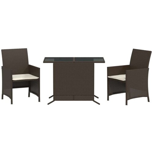 VidaXL 3-dijelni bistro set s jastucima smeđi od poliratana Slike