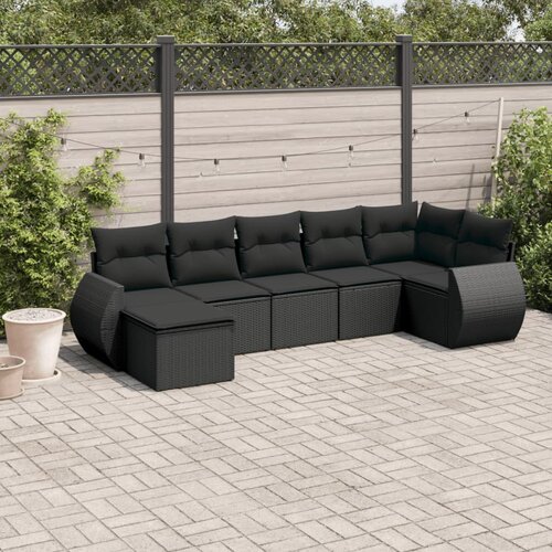 vidaXL 7-dijelni set vrtnih sofa od poliratana s jastucima crni Cijene