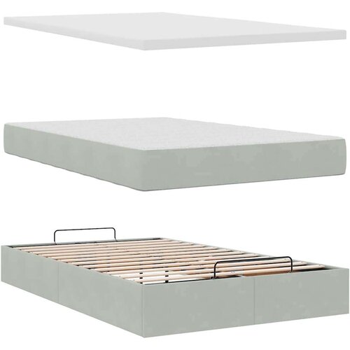 VidaXL okvir za krevet s madraca svjetlosivi 120x190 cm bar&amp;scaron;unasti Slike