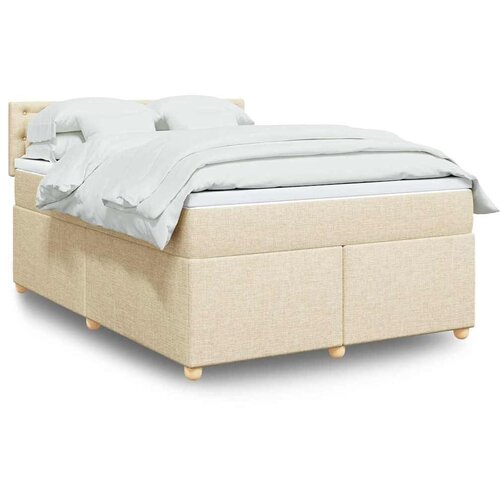  Boxspring - Krevet s oprugama i madracem krem 140 x 190 cm od tkanine - Krema 140 x 190 cm gumbi Slike