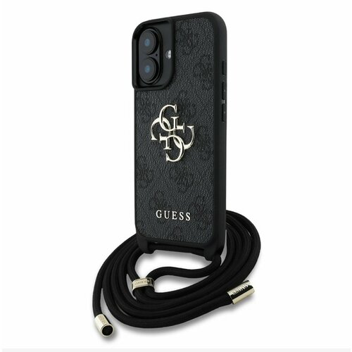 Guess PU 4G Metal Logo Crossbody Popruh Zadn&iacute; Kryt pro iPhone 16 Black Ovitek za telefon Vijolična Cene